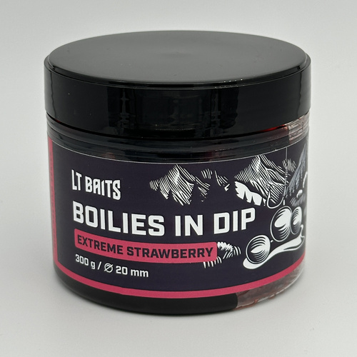 LT Baits Extreme Strawberry Boilies in Dip 20mm 300gr