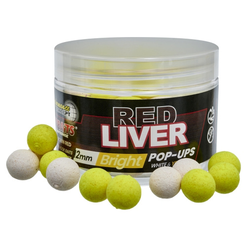 Starbaits Red Liver Bright Pop Ups White & Yellow 12mm 50g