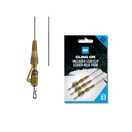 Nash Cling On Unleaded Lead Clip Leader 40lb 75cm