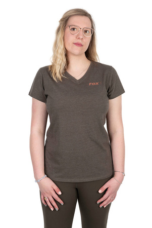 Fox Women T-Shirt V-neck Olive Marl Mauve