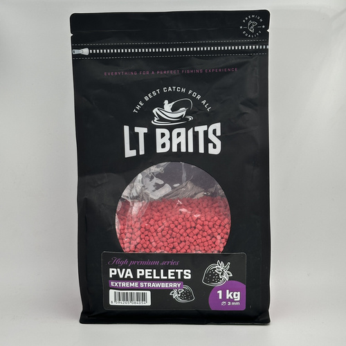 LT Baits Extreme Strawberry PVA Pellets 3mm 1kg