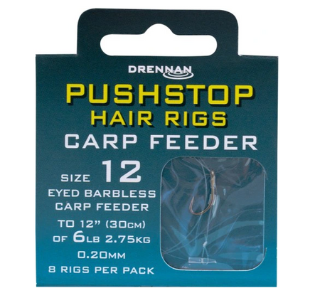 Drennan Pushstop Hair Rigs Carp Feeder size 10 - Przypony 8szt.