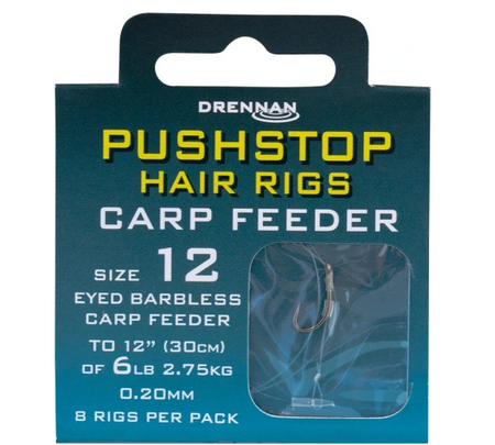 Drennan Pushstop Hair Rigs Carp Feeder size 12 - Przypony 8szt.