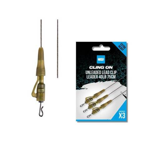 Nash Cling On Unleaded Lead Clip Leader 40lb 75cm