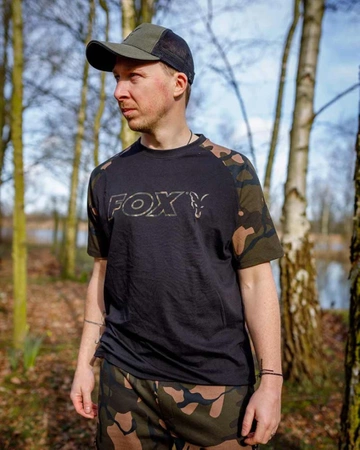 Fox Black Camo Outline Print T-Shirt