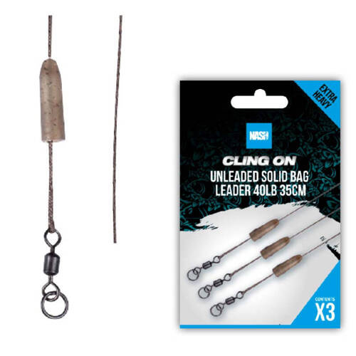 Nash Cling On Unleaded Solid Bag Leader 40lb 35cm