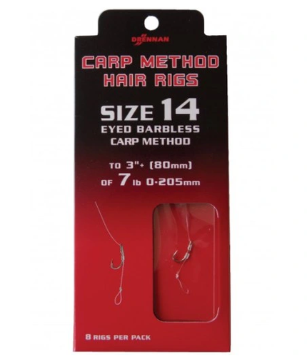 Drennan Carp Method Hair Rigs Barbless size 8 10lb - Przypony 8 szt.