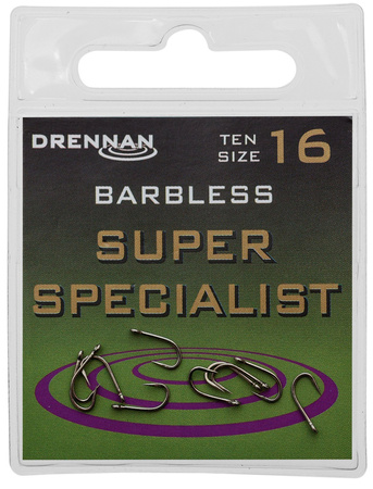 Drennan Super Specialist Barbless size 16 - Haczyki 10 szt.