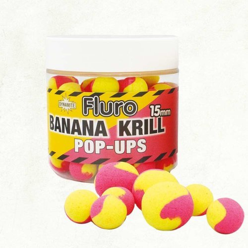 Dynamite Baits Fluoro Pop Up 2 Tone Krill & Banana 15mm