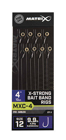 Matrix MXC-4 X-Strong Bait Band Rigs Size 12 Barbless 10cm