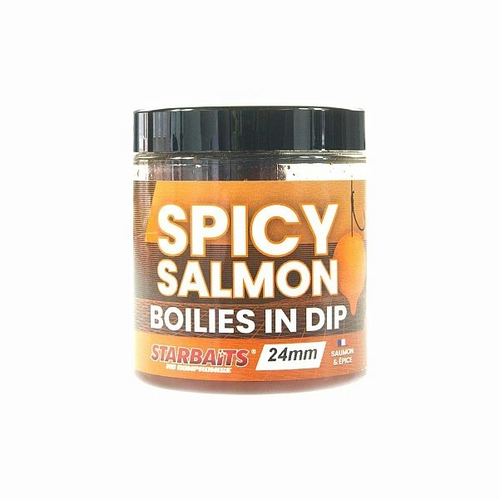 Starbaits Spicy Salmon Boilies in Dip 24mm