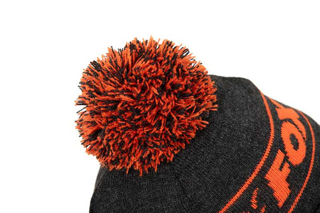 Fox Bobble Hat Black Orange