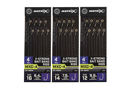 Matrix MXC-4 X-Strong Bait Band Rigs Size 12 Barbless 10cm