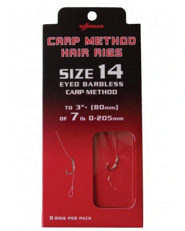 Drennan Carp Method Hair Rigs Barbless size 12 8lb - Przypony 8 szt.