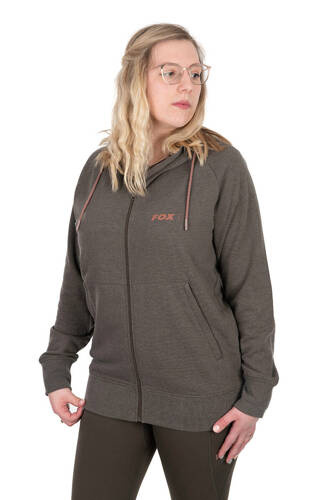 Fox Zipped Hoody Olive Marl/Mauve