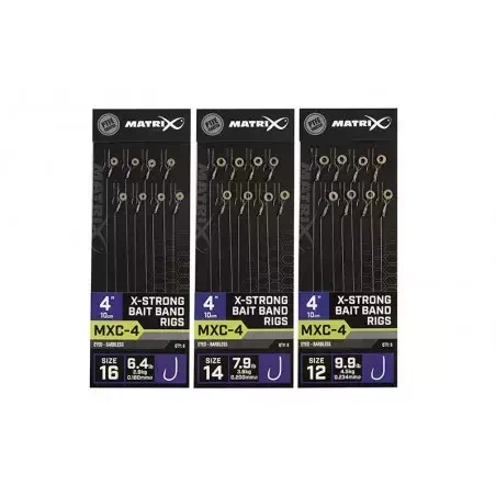 Matrix MXC-4 X-Strong Bait Band Rigs Size 14 Barbless 10cm