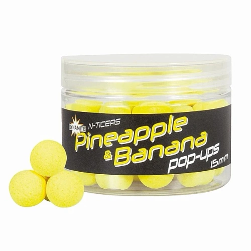 Dynamite Baits N-Ticers Pineapple Banana Fluoro Pop Ups 12mm