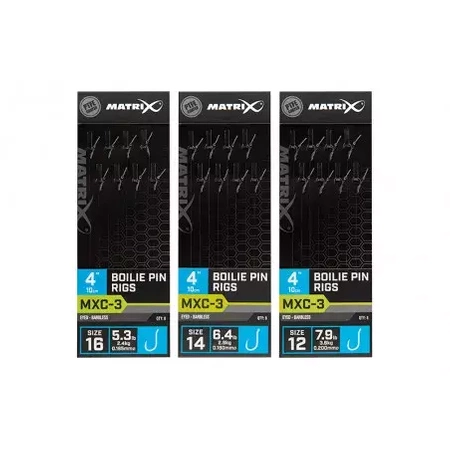 Matrix MXC-3 Boilie Pin Rigs Size 12 Barbless 10cm