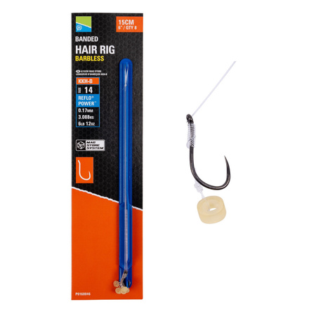 Preston KKH-B Banded Hair Rig Barbless size 15