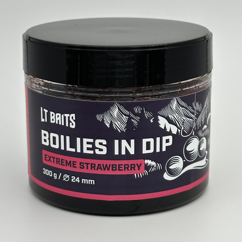 LT Baits Extreme Strawberry Boilies in Dip 24mm 300gr