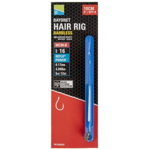 Preston MCM-B Bayonet Hair Rig Barbless 10cm Size 16