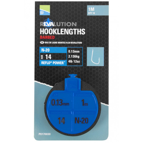Preston Ravalution Hooklengths N20 size 18