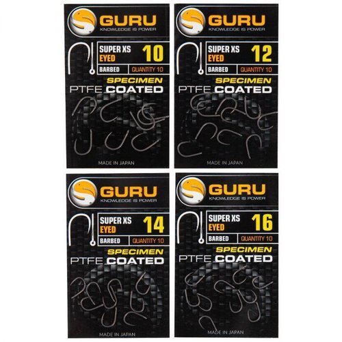 Guru Super X-Strong Carp Eyed Barbed Size 16 PTFE Coated