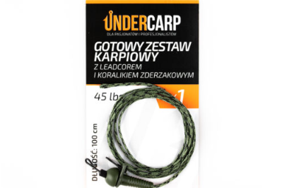 Undercarp Gotowy zestaw karpiowy z leadcorem i koralikiem zderzakowym 45 lbs  100 cm zielony