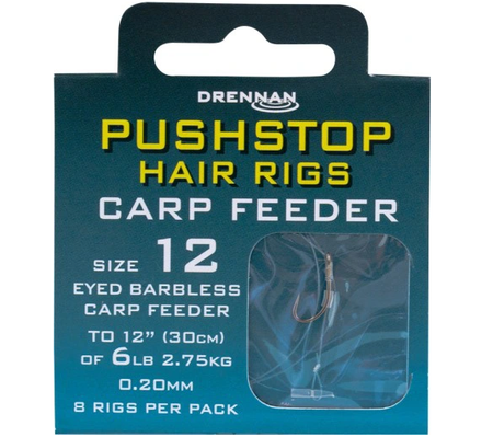 Drennan Pushstop Hair Rigs Carp Feeder size 8 - Przypony 8szt.